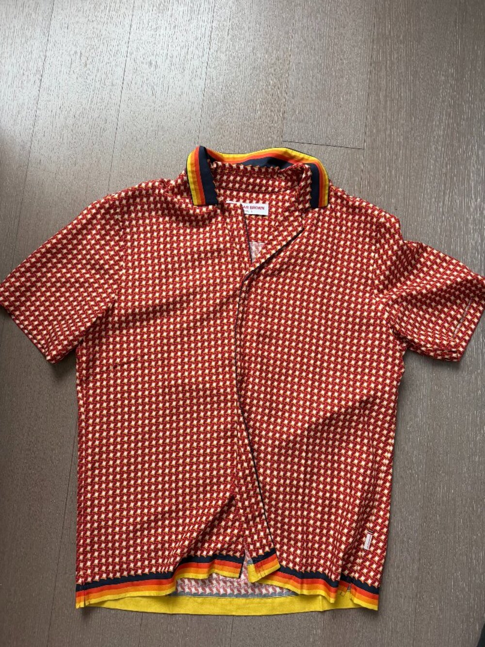 Men's Orlebar Brown Maitan Relaxed Fit Shirt | Calypso Orange, Size Large